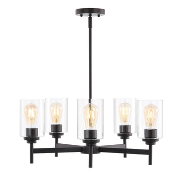 Orpheus 24" Farmhouse Industrial Iron Cylinder LED Chandelier - JONATHAN Y